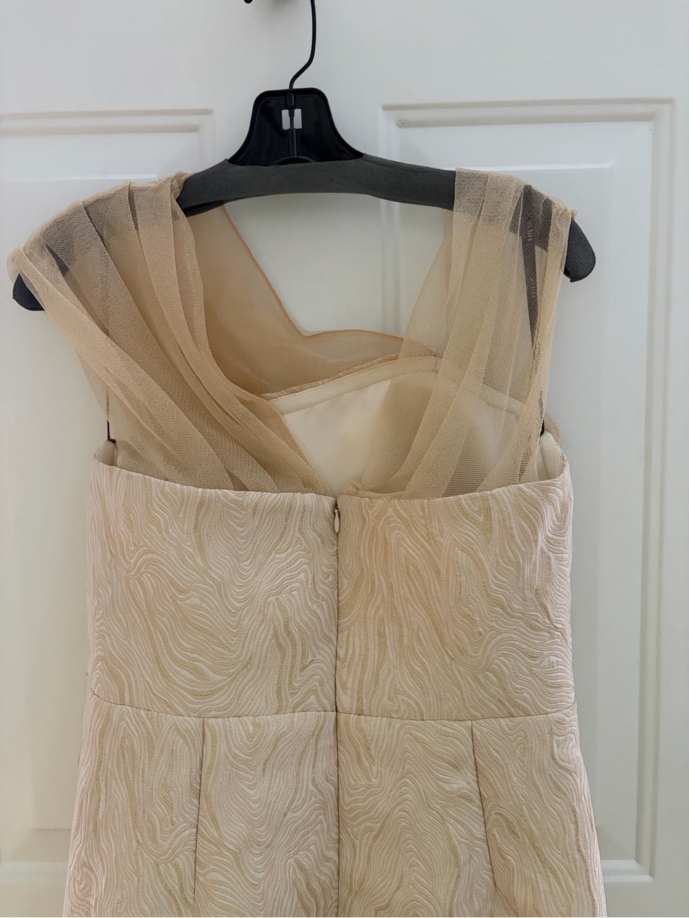 Elegant One-Shoulder Gold Evening Gown by Theia - Picture 5 of 7